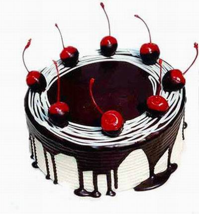 Cherry cake with chocolate and vanilla icing, 1 lb (1/2 kg). (substitutions may apply if item not available)