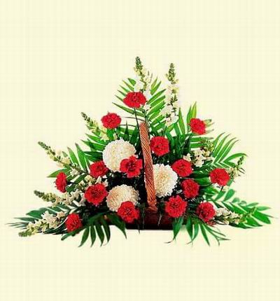 Basket of Carnations, Flower Balls, Lily of the Valley and Greenery.