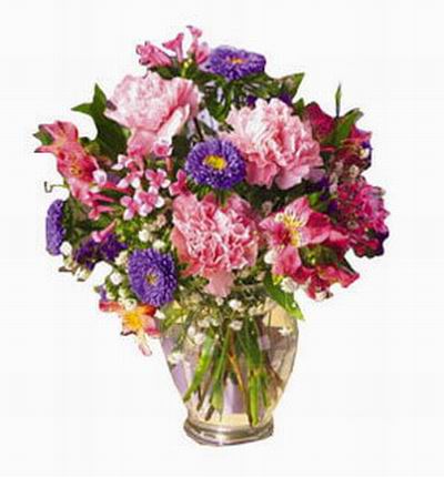 Pink peonies, purple Chrysanthemum,pink Orchids and Baby Breath