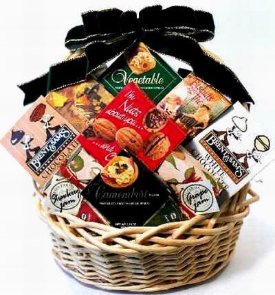 Basket of Nuts, Vegetable Crackers, Hors de ordervs crackers, white chocolates, Chocolate chip, biscuts and strawberry and grape jam.