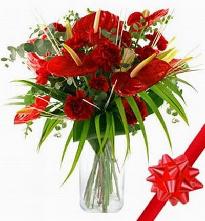 Bouquet of Anthurium and Carnations.
