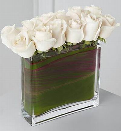 12 Roses in a slim rectangular vase. If the same vase is not available, please inform us.