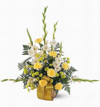 Assorted mix of Yellow Carnations, Gladiolus and fillers.