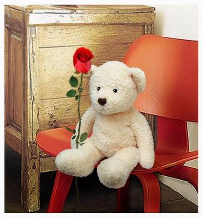 1 single unwrapped Rose with a 30cm Teddy bear. Teddy bears may vary based on availability.