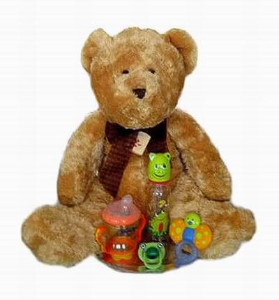 30cm Teddy bear with Baby's toys. The toys and Teddy bear may vary based on availability.