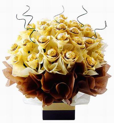 Beautiful deco style Ferrero chocolate bouquet with 24 chocolates